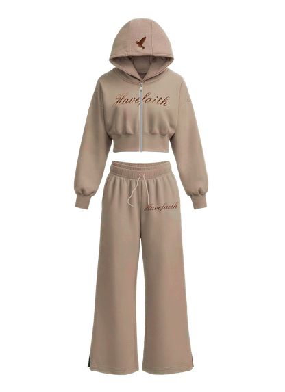 “TEN FE” — CONJUNTO DE PANTALONES DEPORTIVOS Y SUDADERA CON CAPUCHA PARA MUJER